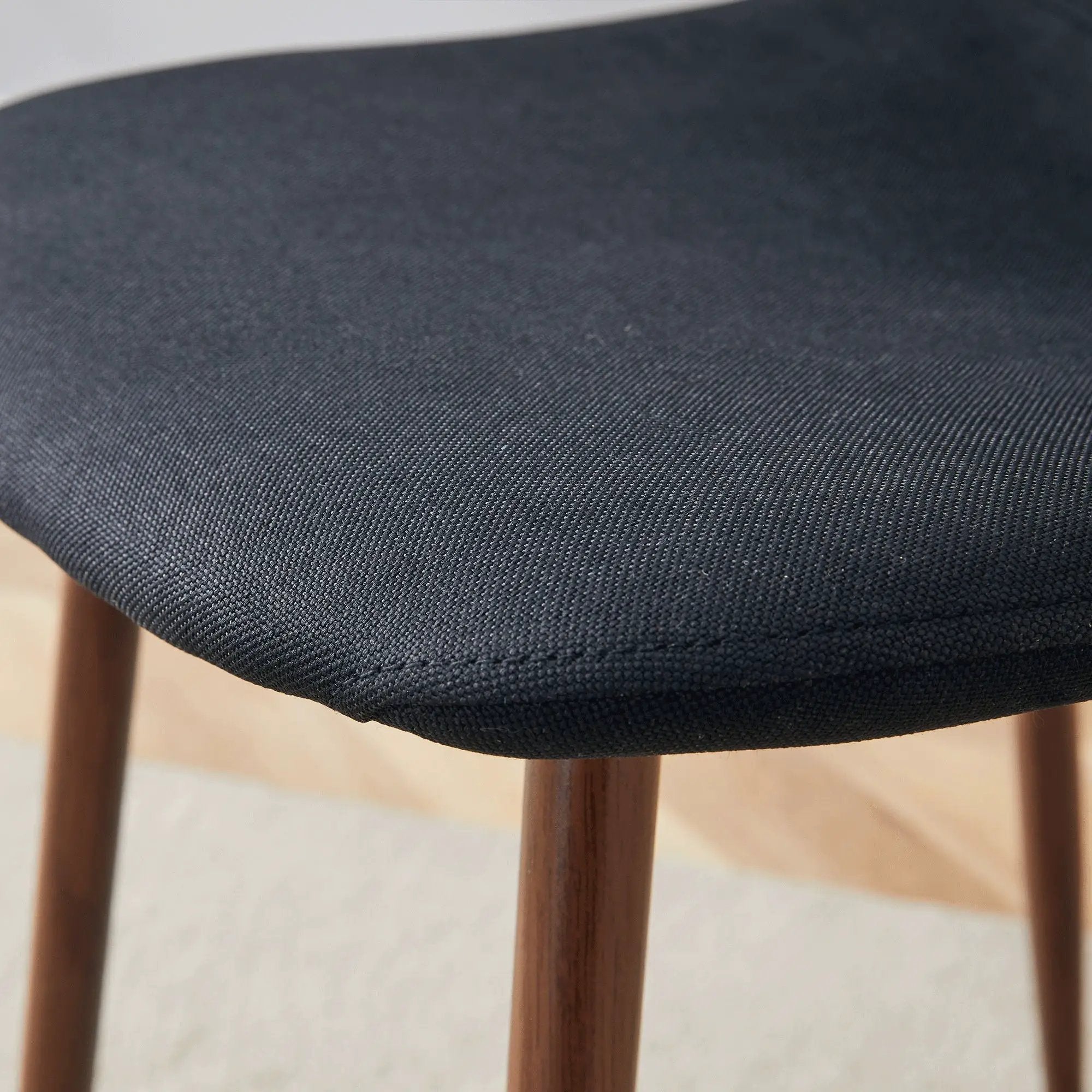 Luxury Simple Chair (Set of 4) Linen Cotton High Resilience Dining Chair With Metal Color Leg - Black / Walnut by HouseOfZazla