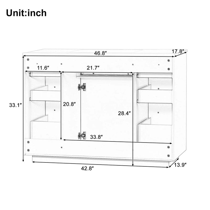 48" Bathroom Vanity without Sink, Cabinet Base Only by HouseOfZazla