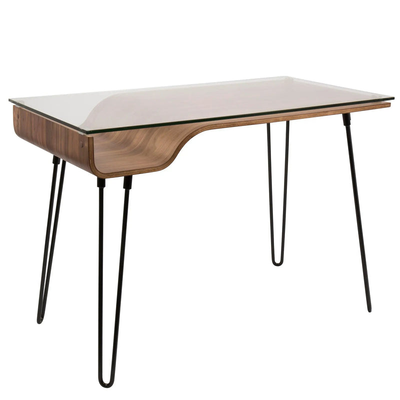 Avery - Mid-Century Modern Desk - Walnut / Clear / Black by HouseOfZazla