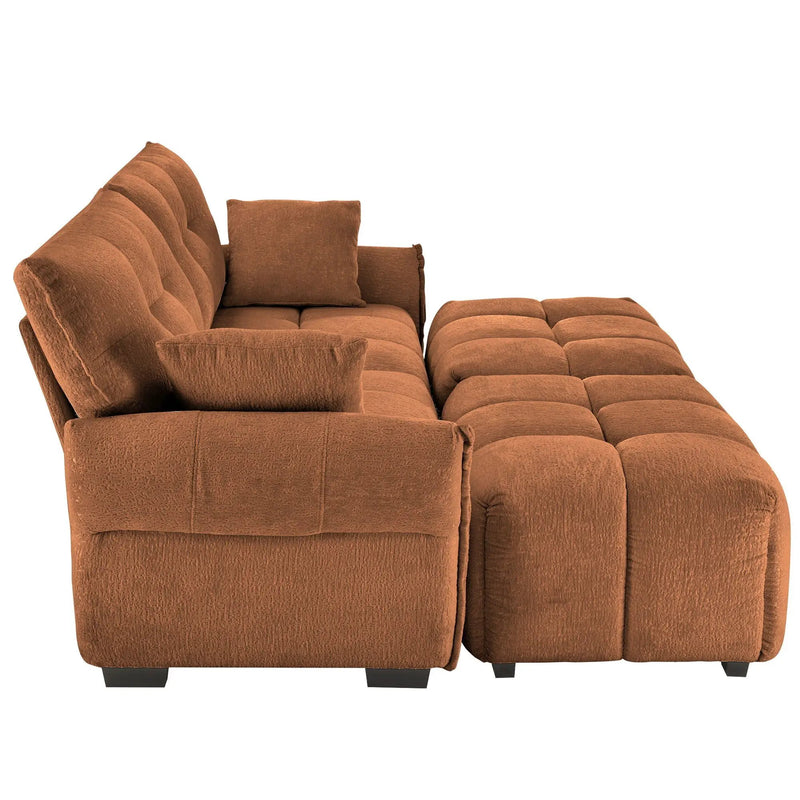 Sofa Set With Ottoman And Pillows, Textured, High Resilience Cushions by HouseOfZazla