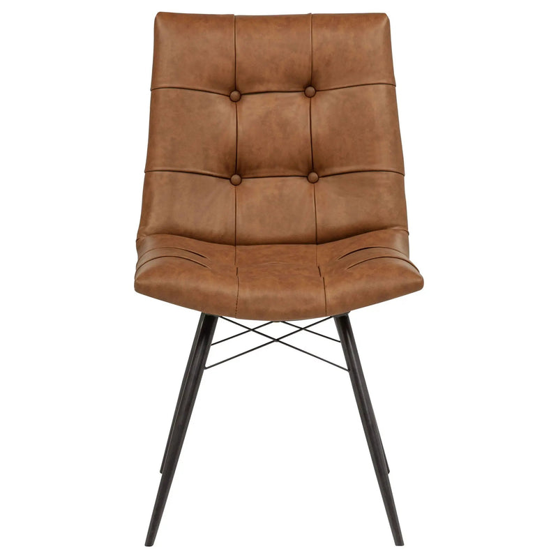 Aiken Faux Leather Upholstered Dining Side Chair Saddle Brown (Set of 4) by Unique Piece Furniture
