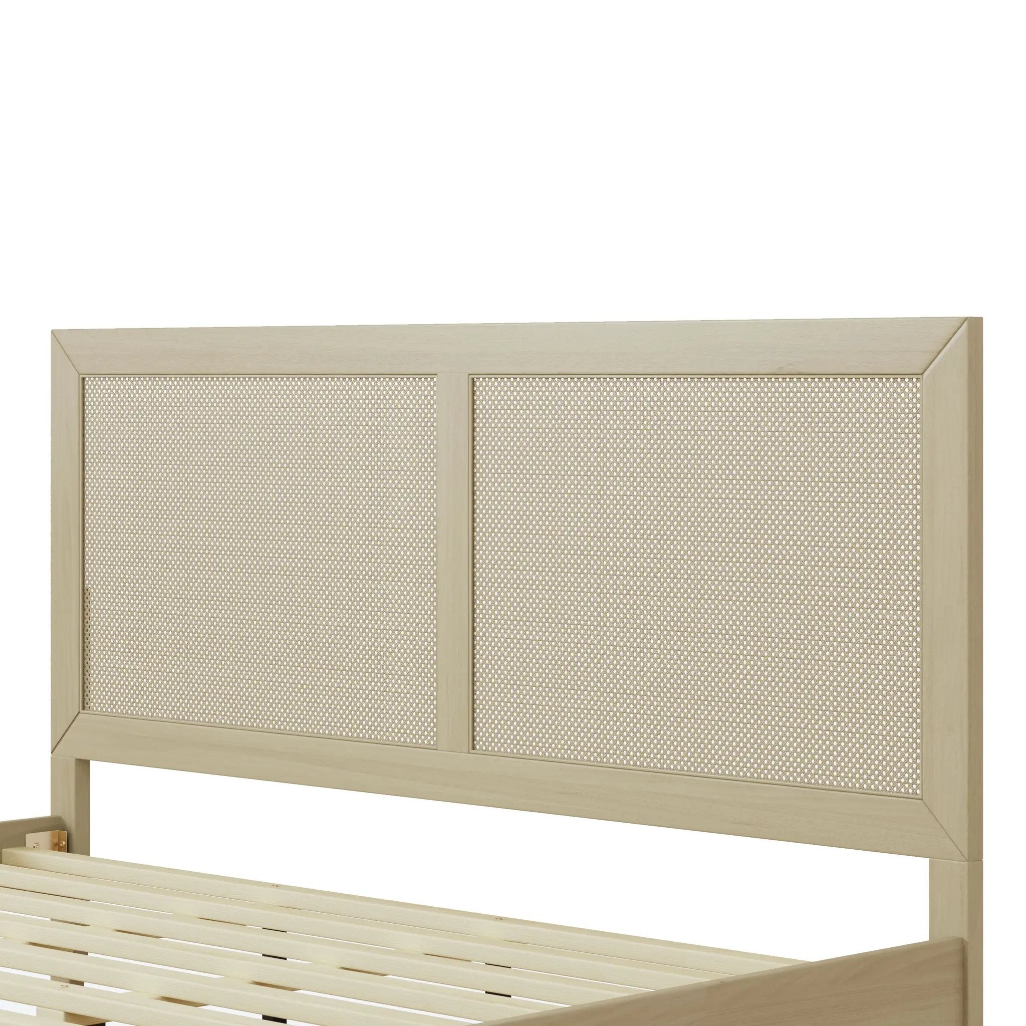 Solid Wood Platform King Bed With Rattan by HouseOfZazla