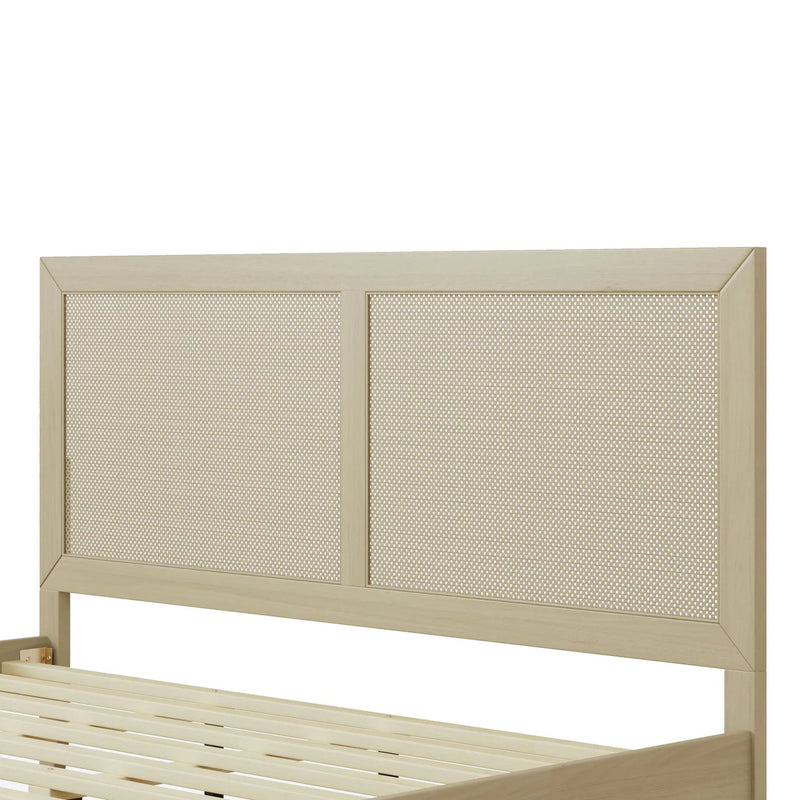 Solid Wood Platform California King Bed With Rattan by HouseOfZazla