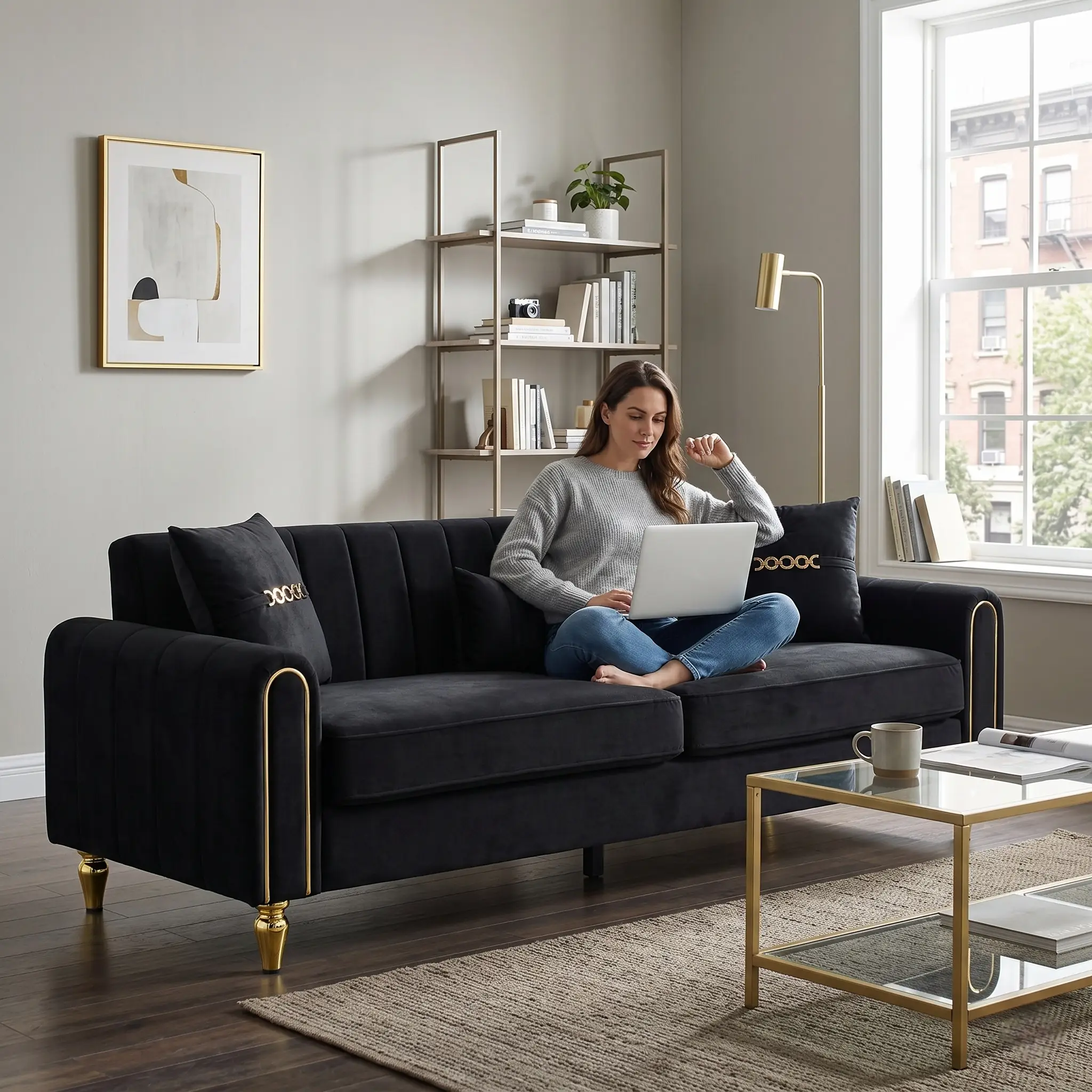Modern 3-Seater Sofa Couch for Living Room by HouseOfZazla