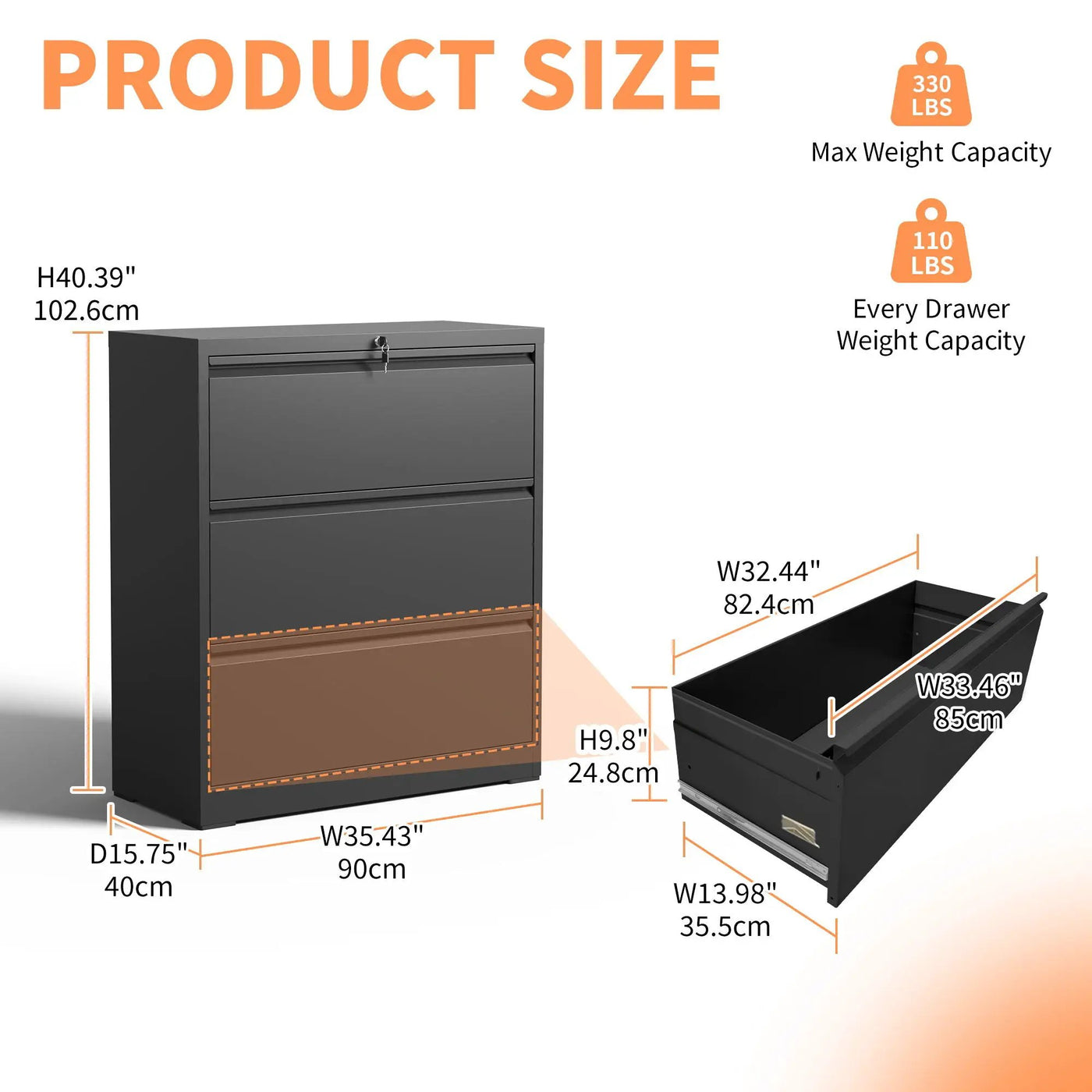 Premium Drawer Metal Lateral File Cabinet With Lock by HouseOfZazla