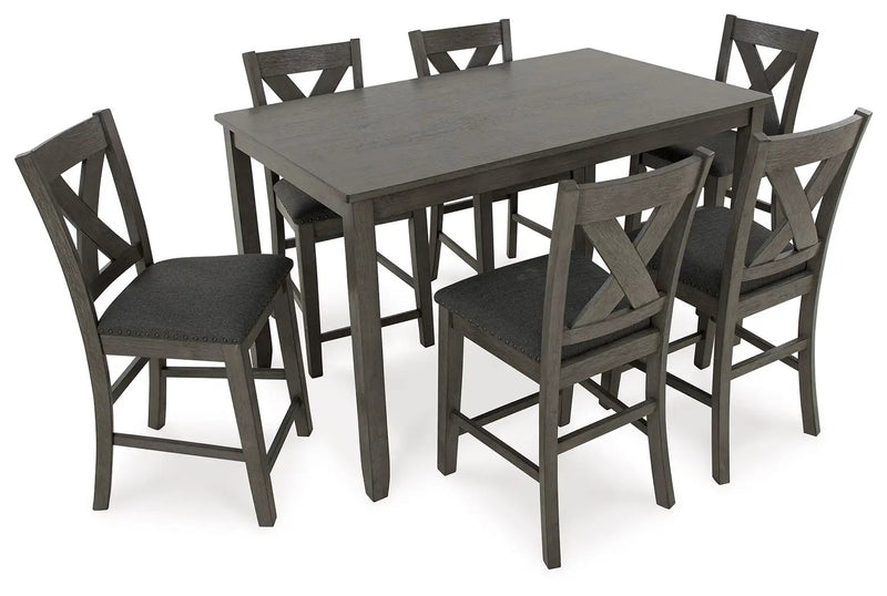 Caitbrook - Rect Drm Counter Table Set (Set of 7) - Gray by Unique Piece Furniture