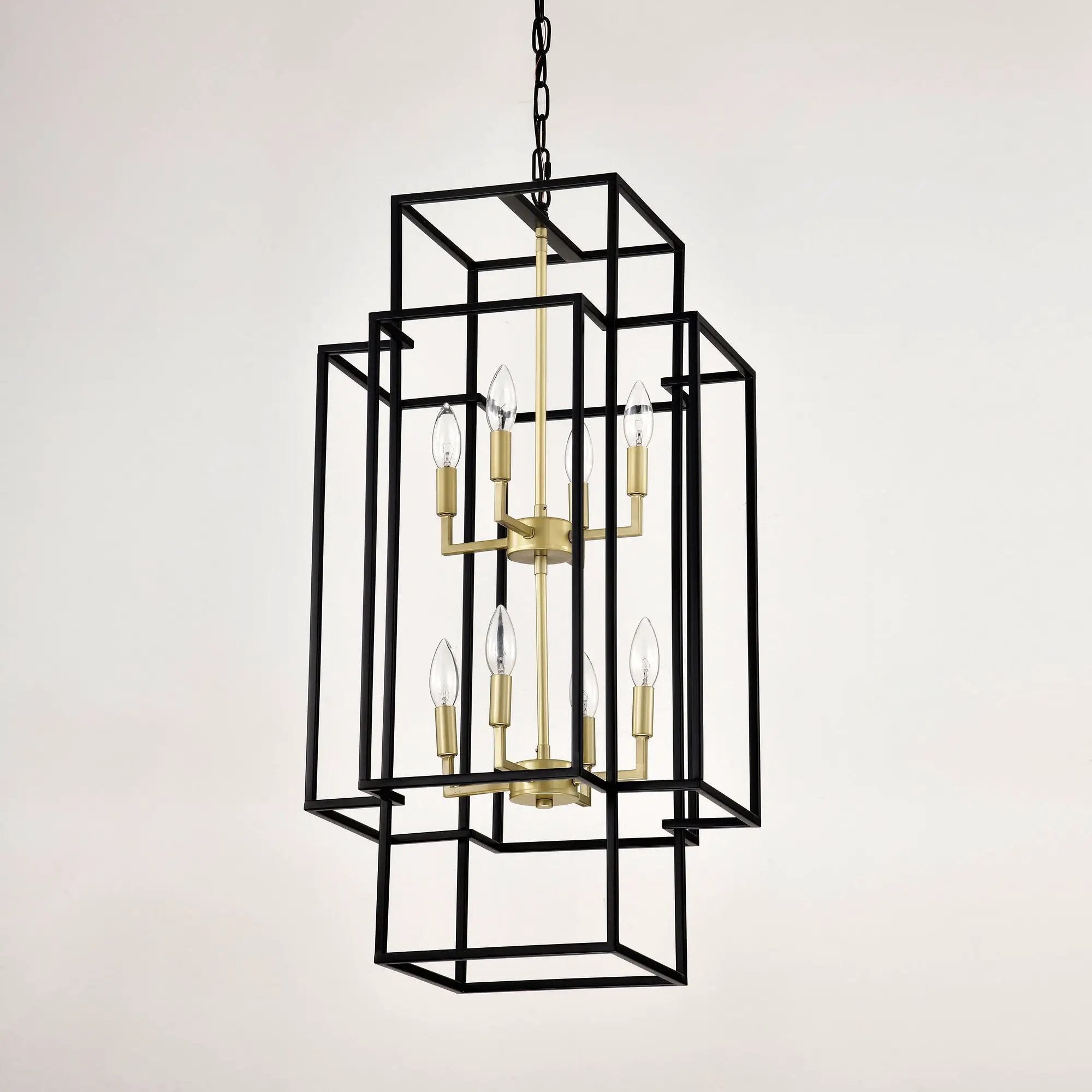 8 Light Lantern Chandelier Lighting, Entryway Chandeliers For High Ceilings, Chandeliers For Dining Room, Foyer, Entry, Staircase, Hallway, Height Adjustable (E12 Bulbs Not Included) by HouseOfZazla