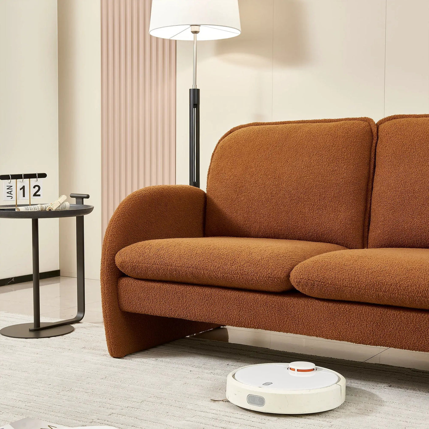 Loveseat Sofa Small Couch For Living Room, Sherpa Fabric Upholstered Loveseat Sofa Couch, Small Loveseat Sofa For Apartment, Bedroom by Unique Piece Furniture