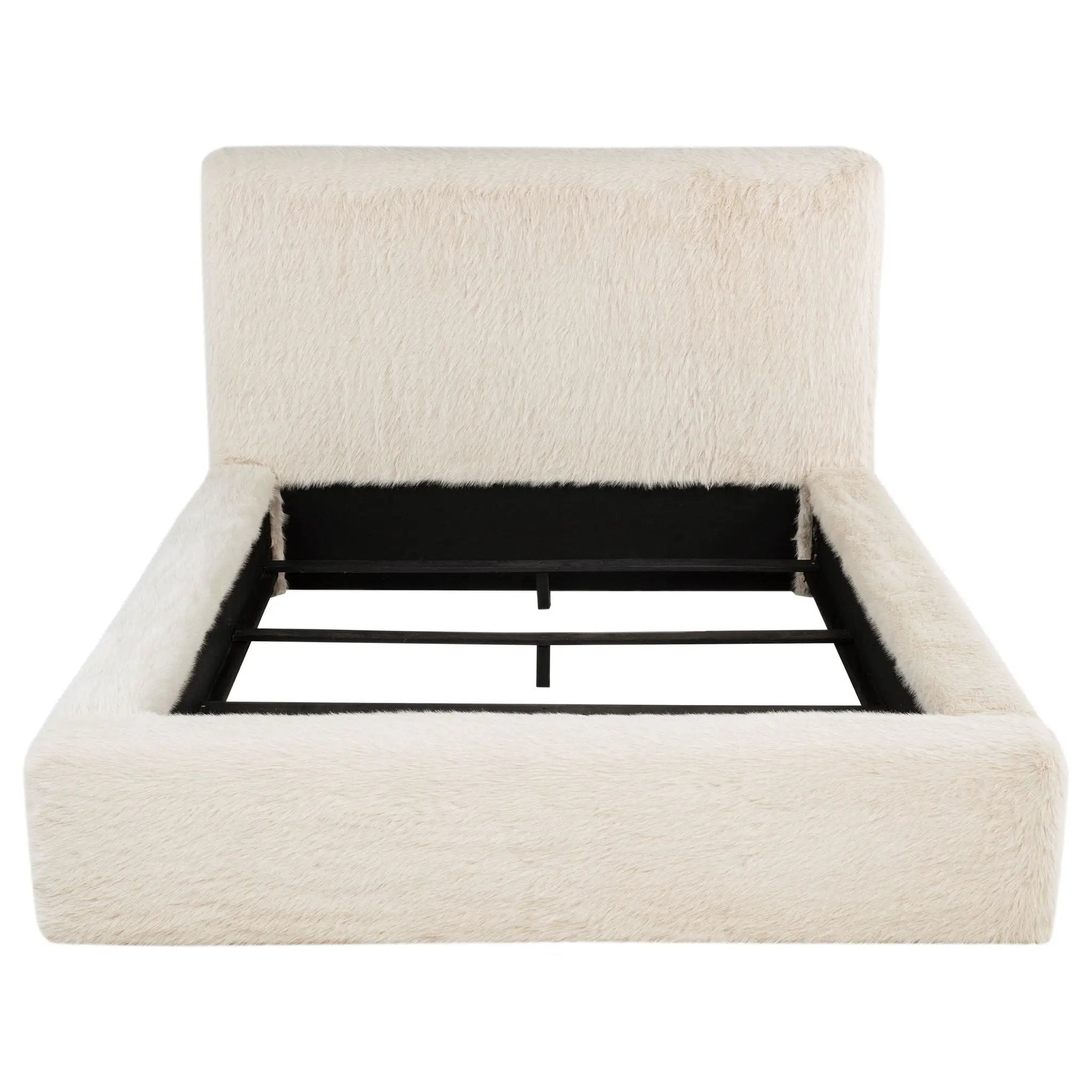 Rebecca Faux Fur Upholstered California King Bed Cream by Unique Piece Furniture