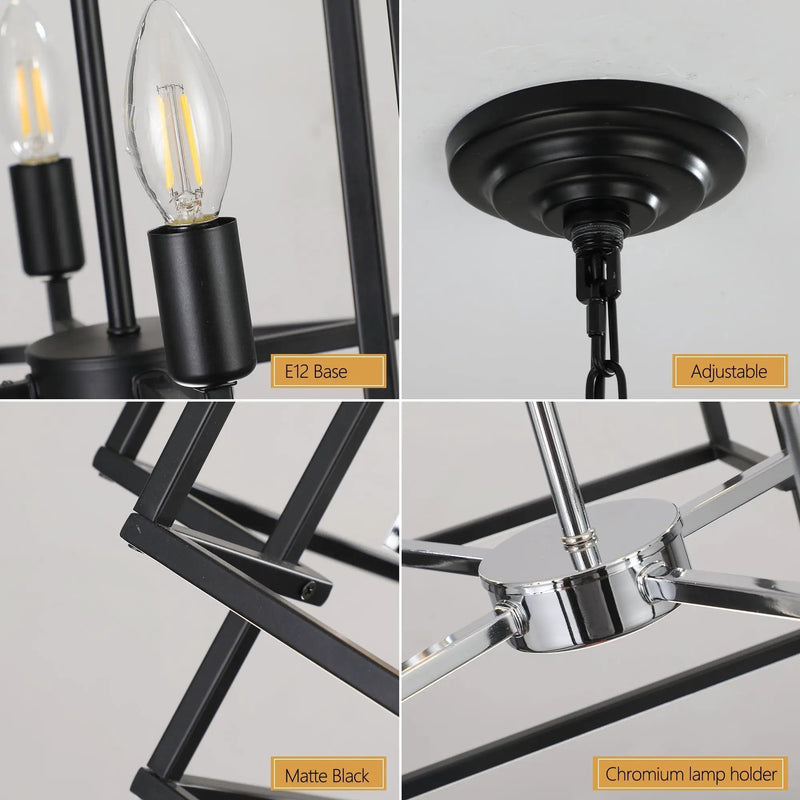 18' Modern 8-Light Black & Chrome Geometric Pendant Chandelier by HouseOfZazla