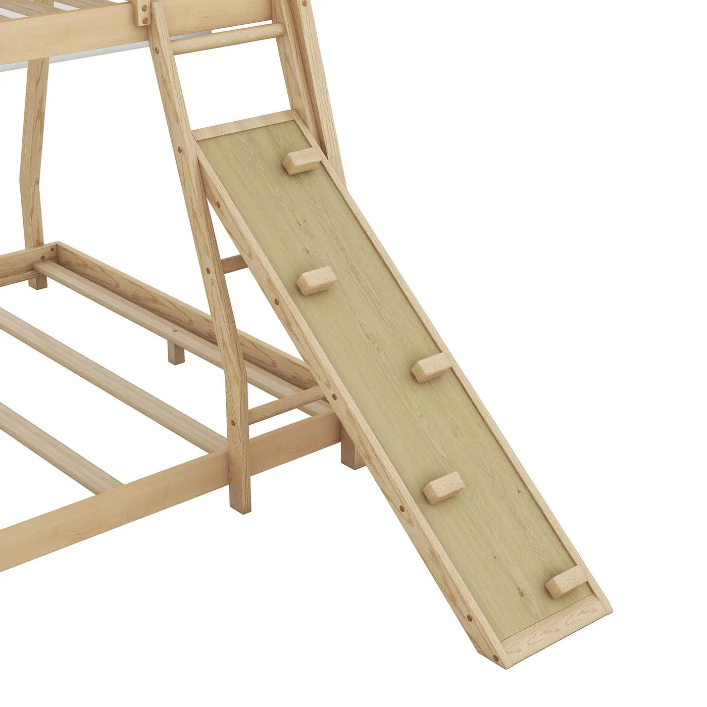 Twin Over Queen House Bunk Bed With Climbing Nets And Climbing Ramp by HouseOfZazla