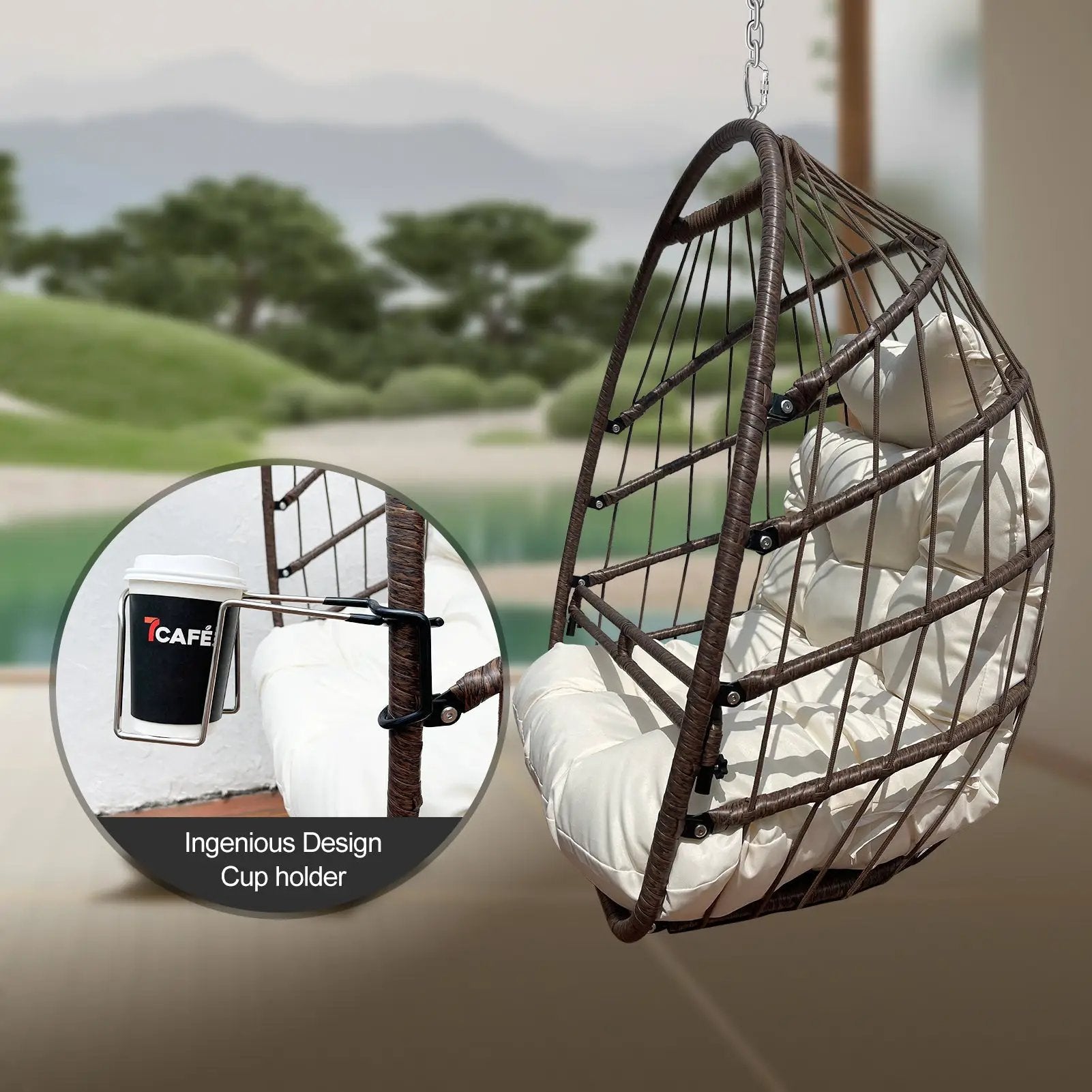 Khaki Hanging Swing Egg Chair by HouseOfZazla