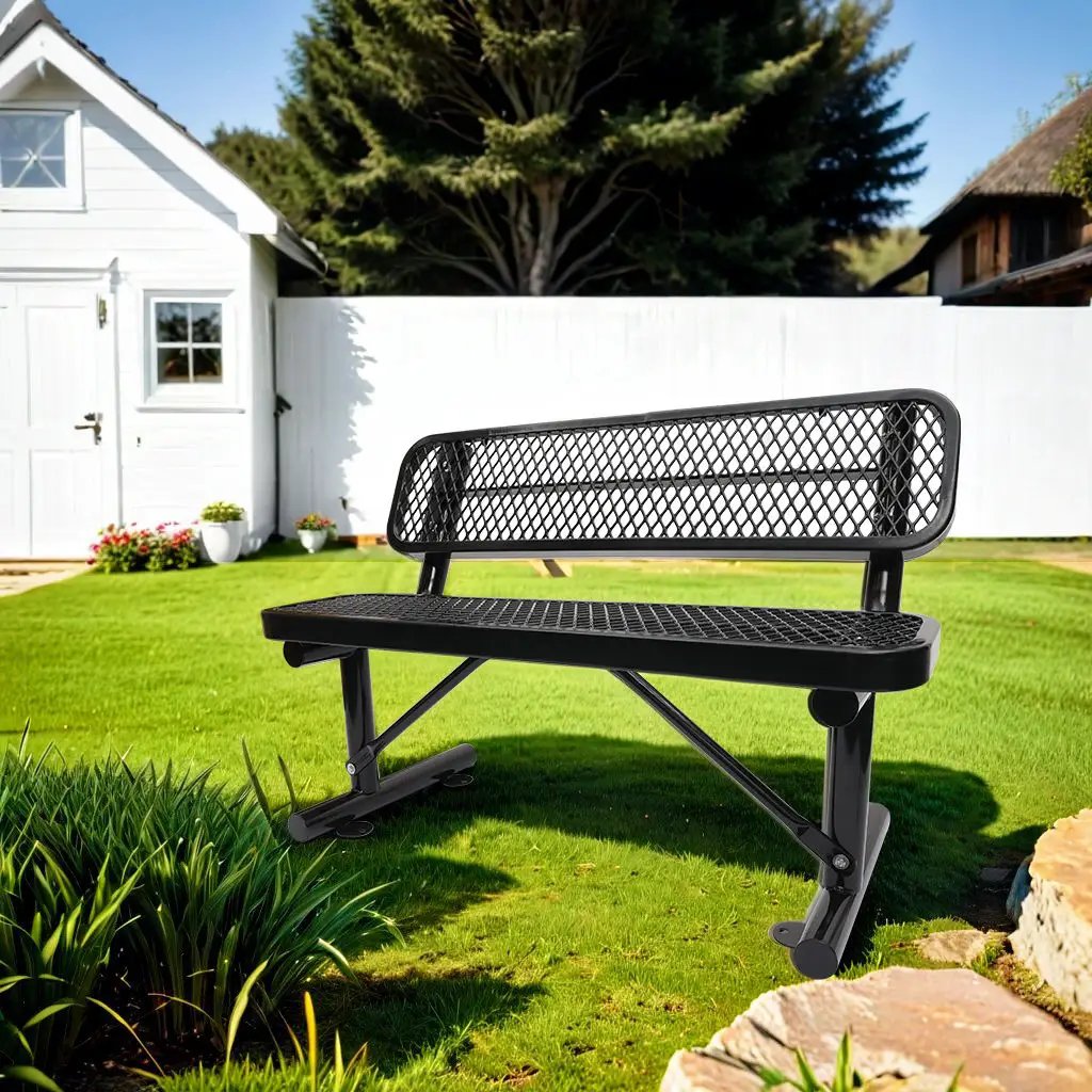 Outdoor Steel Bench With Backrest by Unique Piece Furniture
