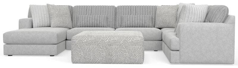 Logan - Upholstered Sectional With Comfort Coil Seating - 46" Cocktail Ottoman And Accent Pillows Included by Unique Piece Furniture