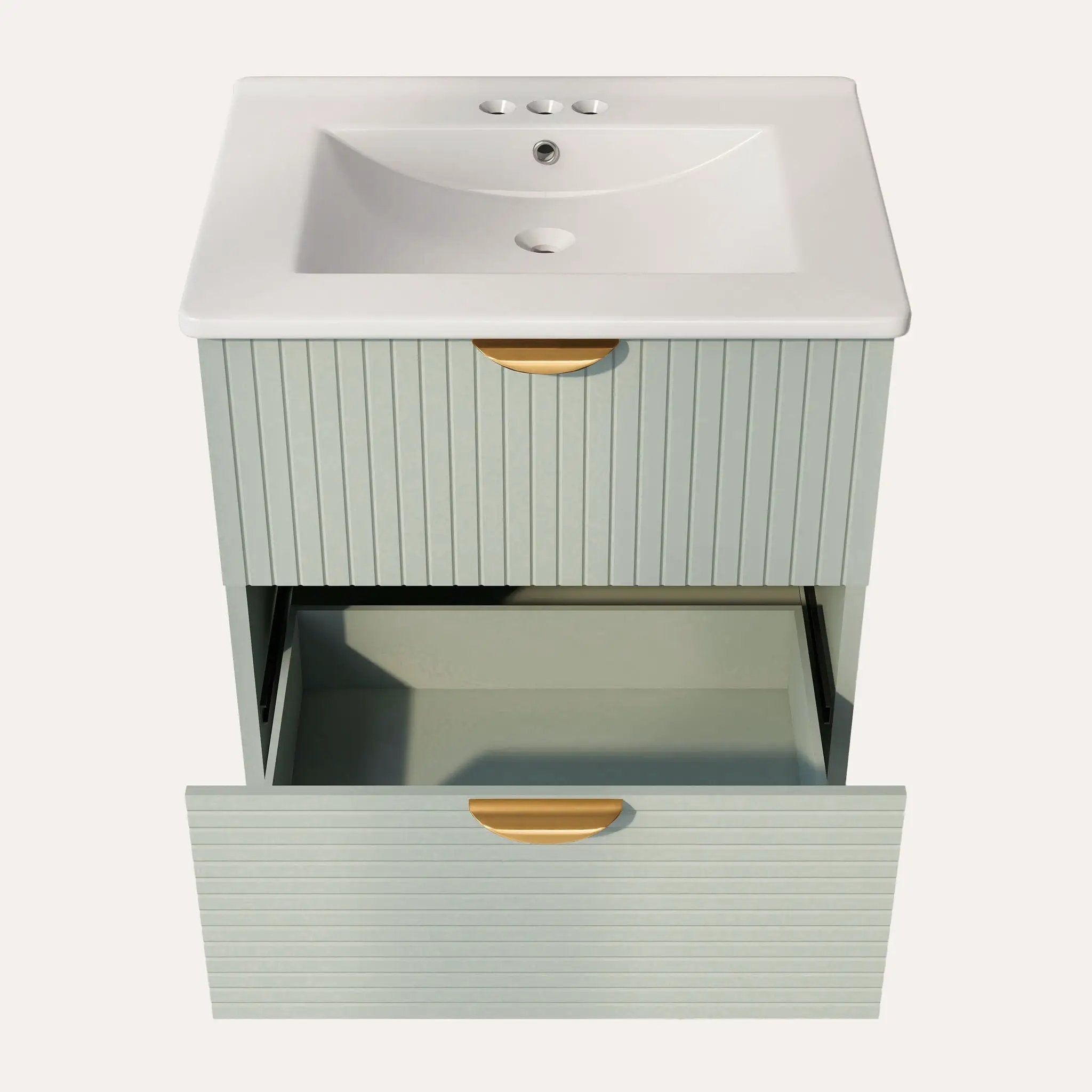 Modern Wall-Mounted Bathroom Vanity With 2 Drawers, Ideal For Small Bathrooms - Green by HouseOfZazla