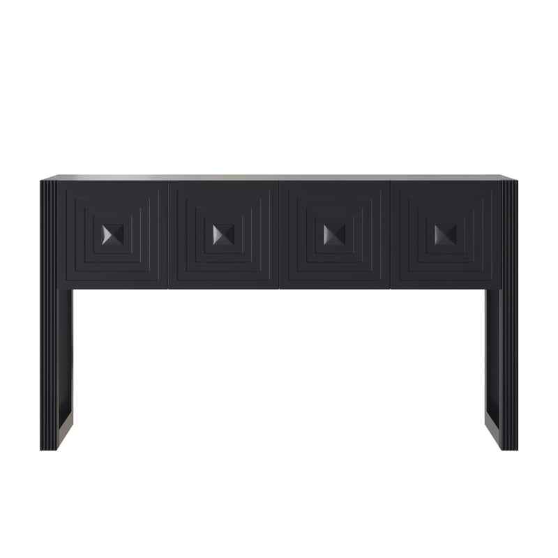 Geometric Carved Console Table With 3 Soft Close Drawers by HouseOfZazla