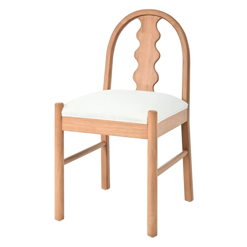 7-Piece Dining Table Set, 70" Solid Rubber Wood Dining Table with 6 Wave Back Dining Chairs by HouseOfZazla
