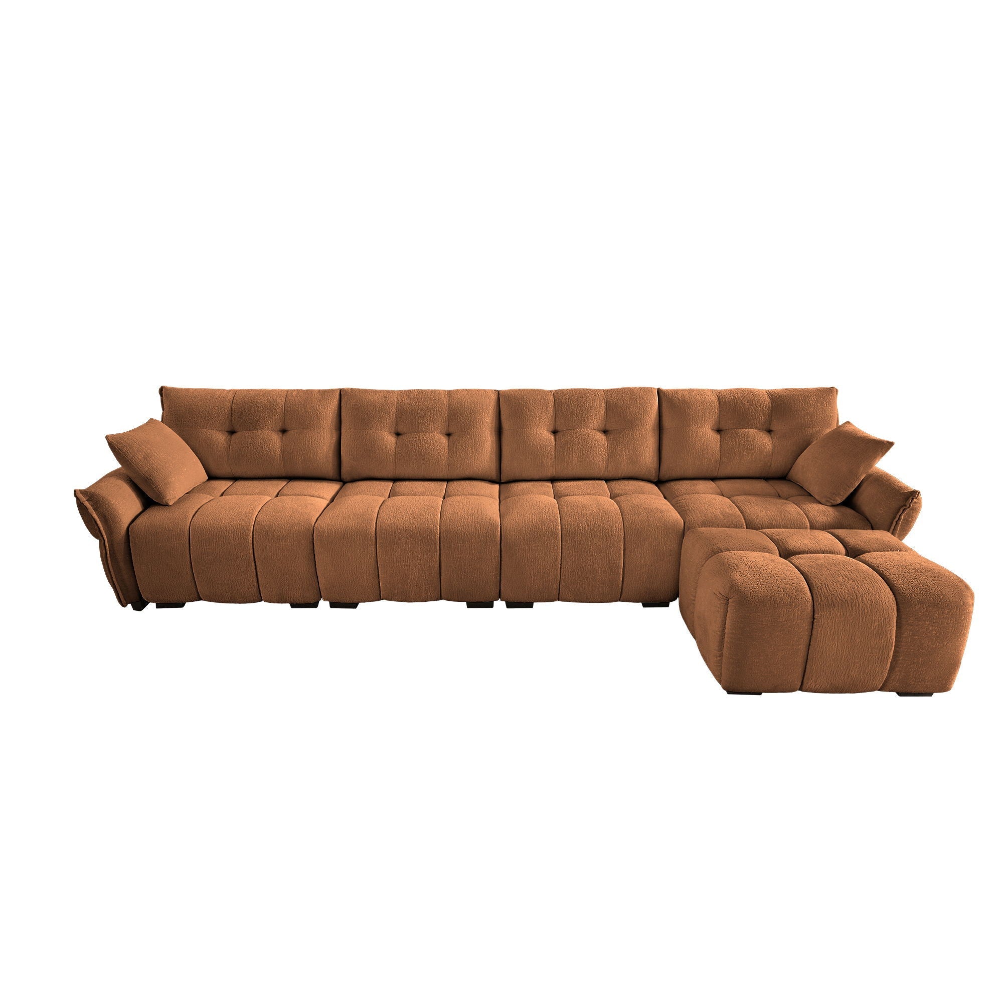 Sofa Set With Ottoman And Pillows, Textured, High Resilience Cushions by HouseOfZazla