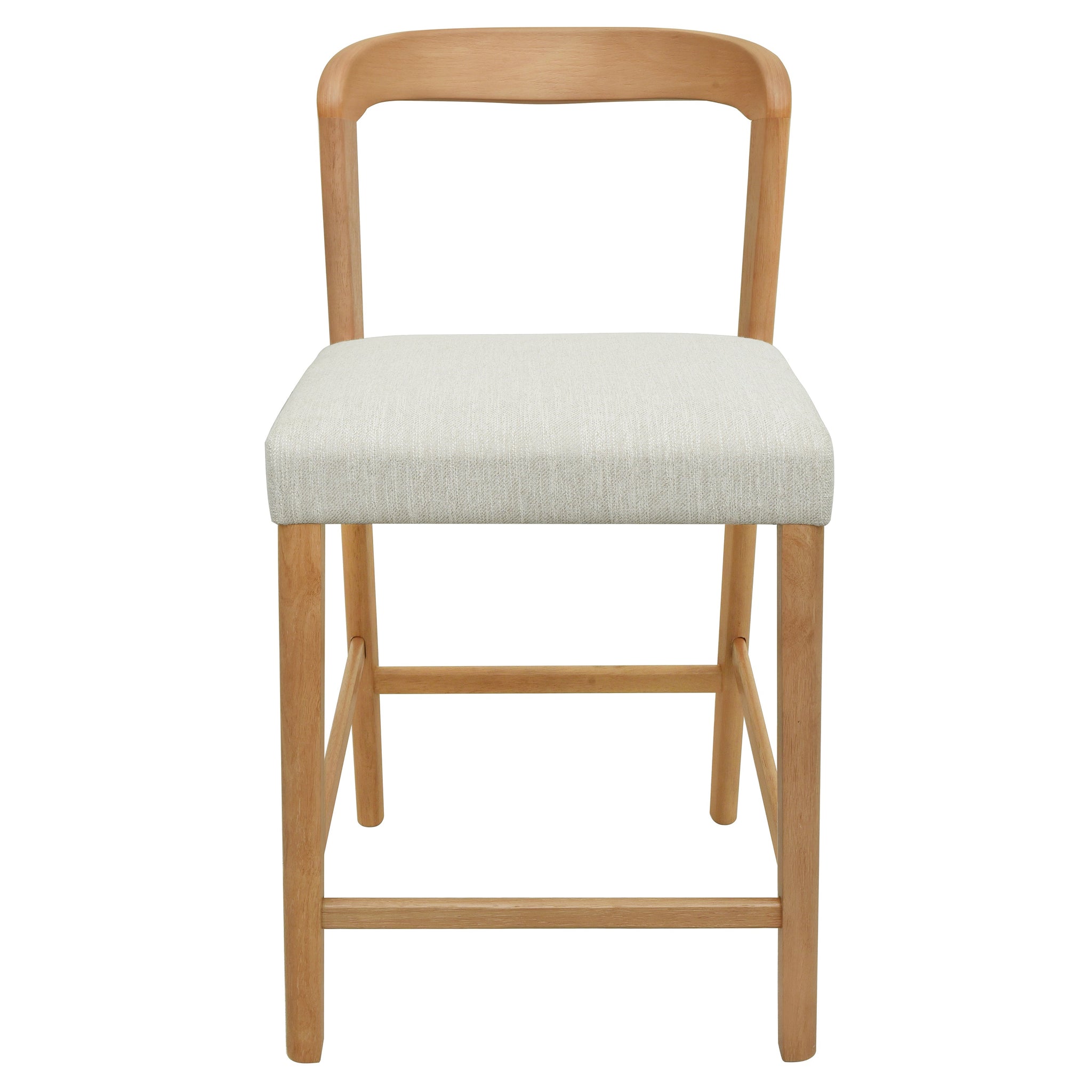 Solid Rubber Wood Counter Stools (Natural Oak + Beige) Set of 2 by HouseOfZazla