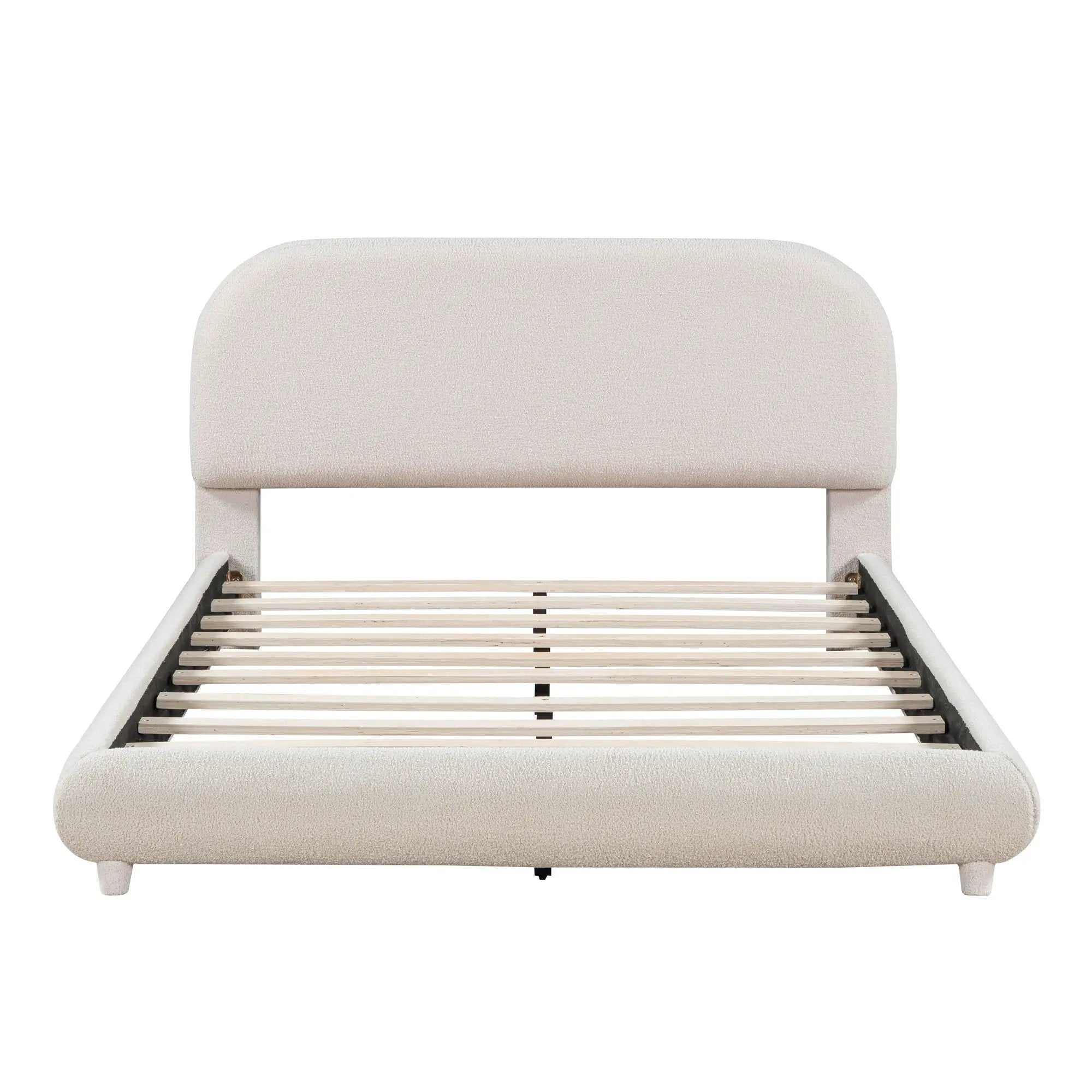 Upholstered Platform Bed With Thick Solid Frame And Stylish Curve-Shaped Design by HouseOfZazla