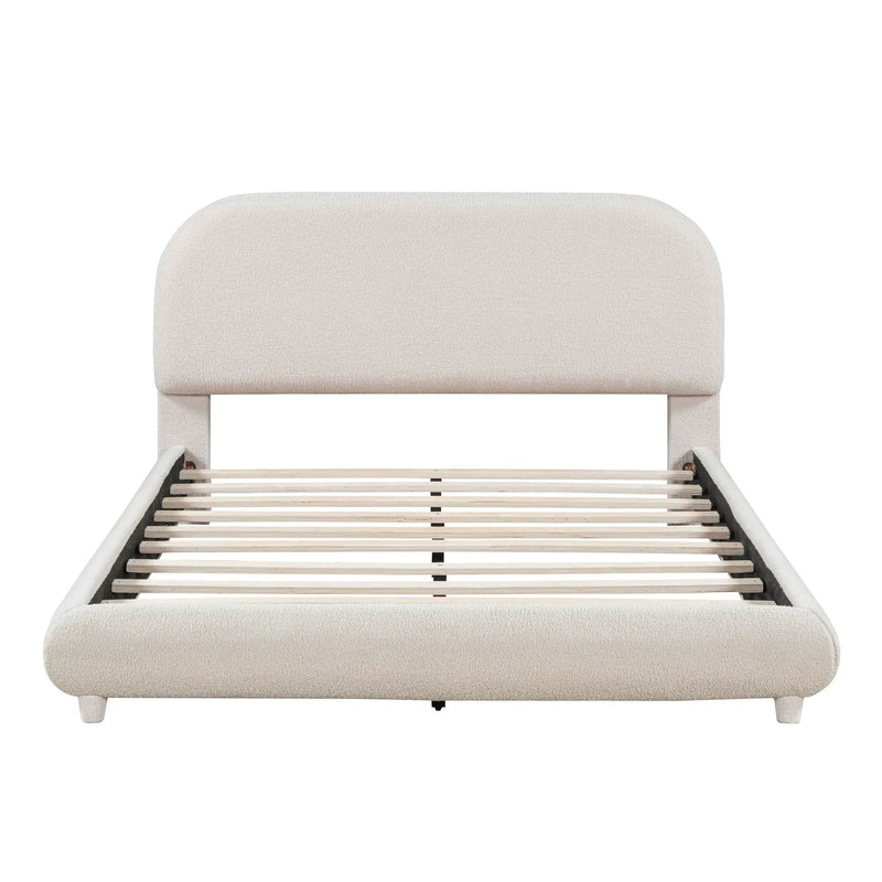 Upholstered Platform Bed With Thick Solid Frame And Stylish Curve-Shaped Design by HouseOfZazla
