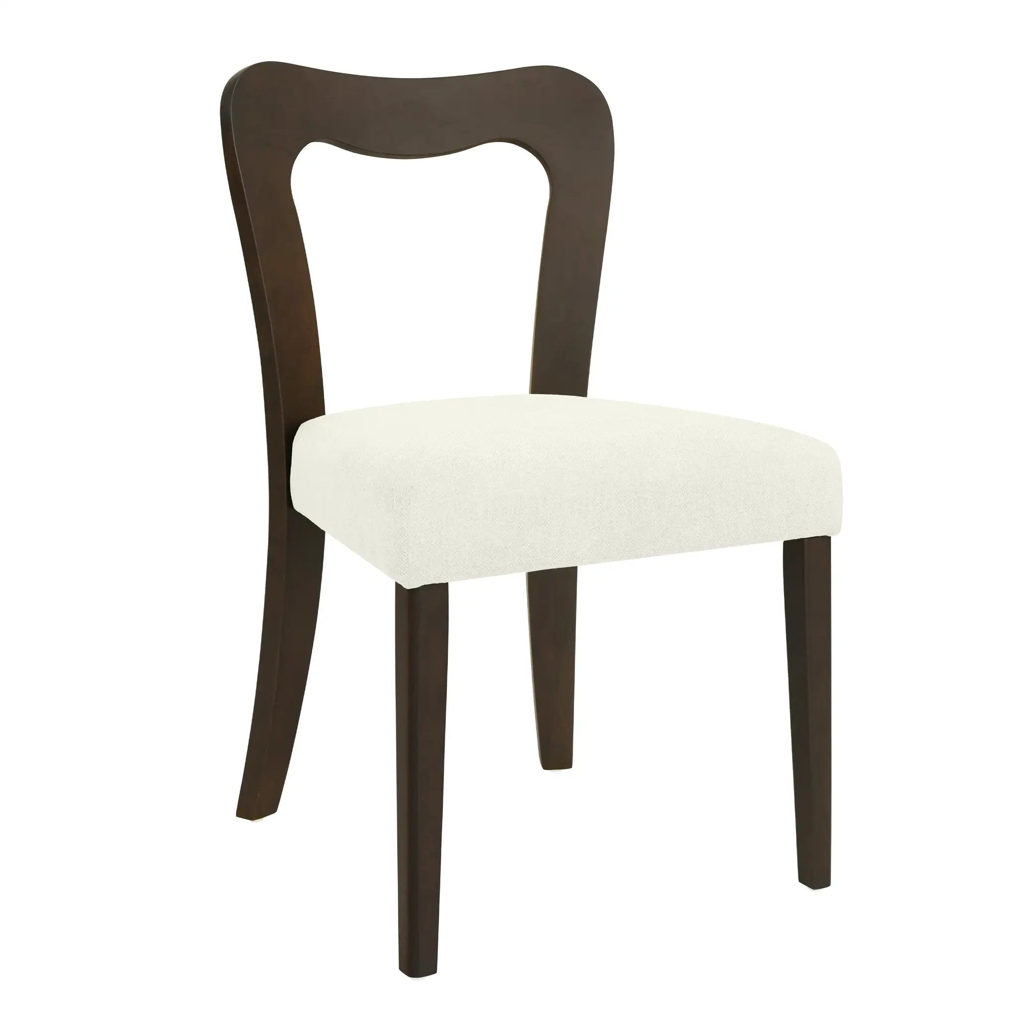 Dining Chair Without Arm Set of 2 (Dark Brown + Beige) by HouseOfZazla