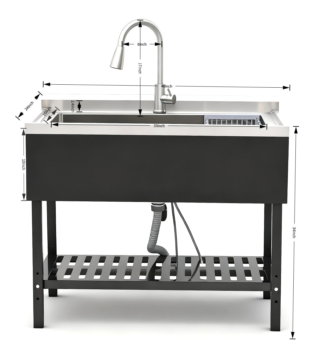 Stainless Steel Utility Sink, Freestanding Sink by HouseOfZazla