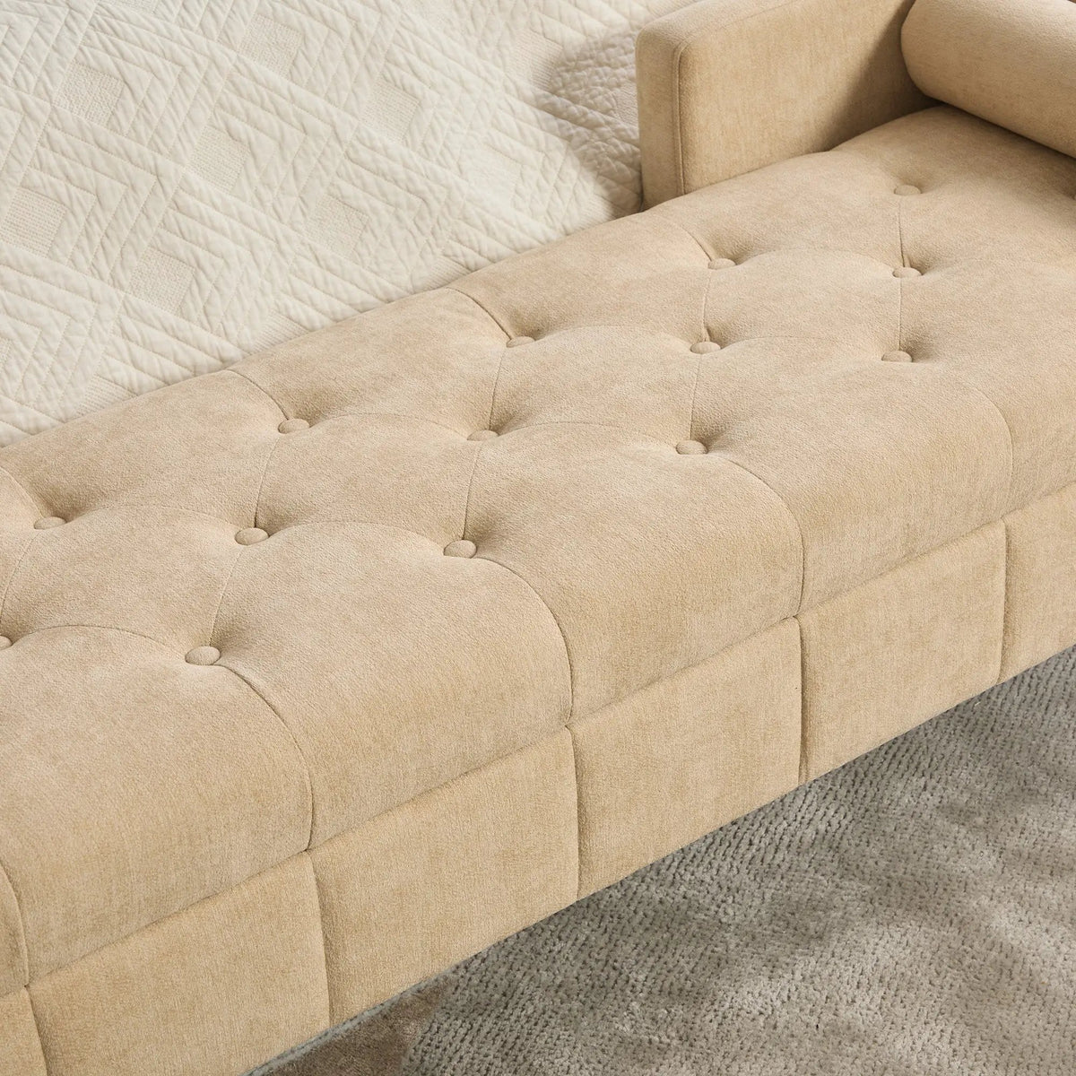 64.6"W Upholstered Chenille Flip-top Storage End of Bed Bench, photo 7 of 9