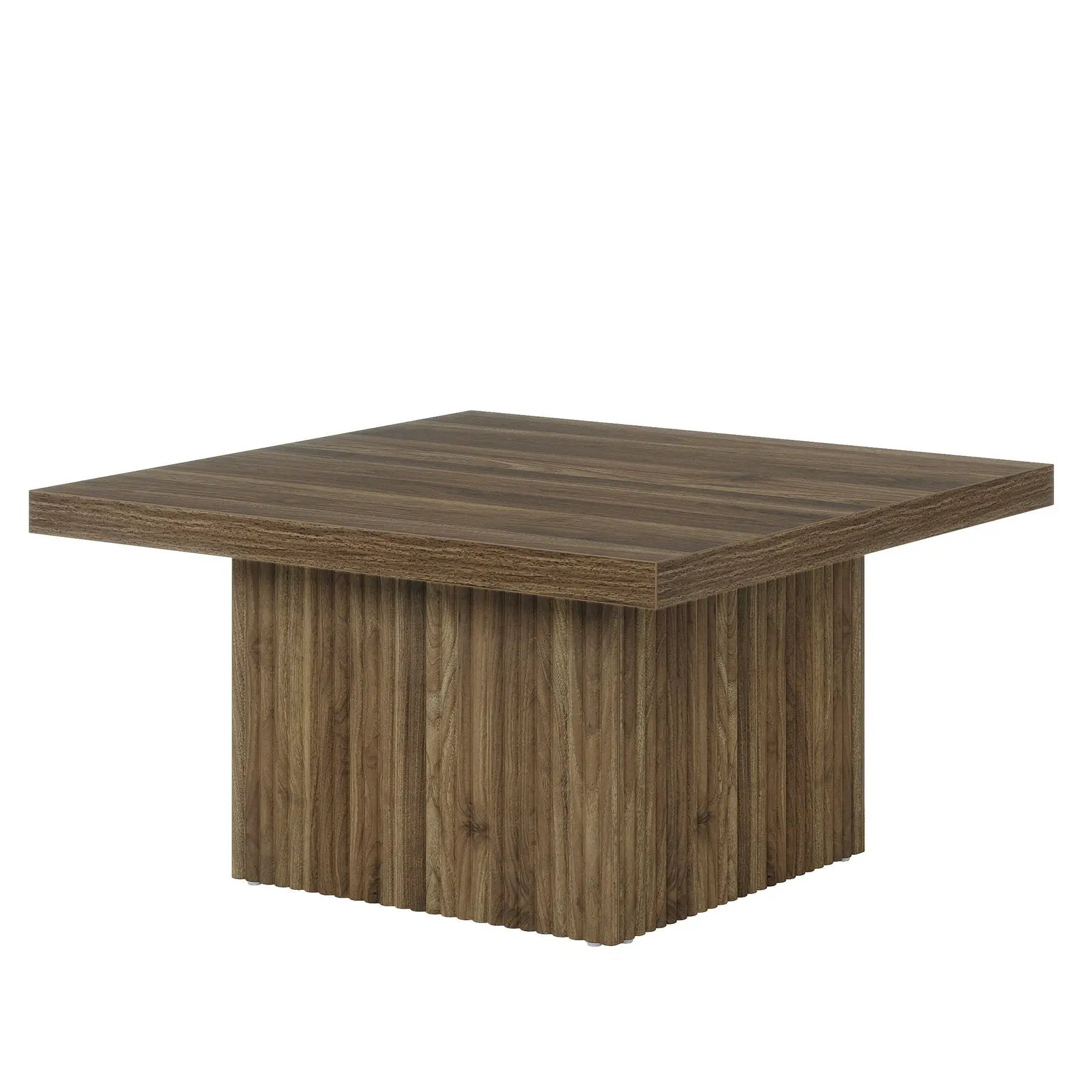 Square Coffee Table With Half Round Base - Brown by HouseOfZazla