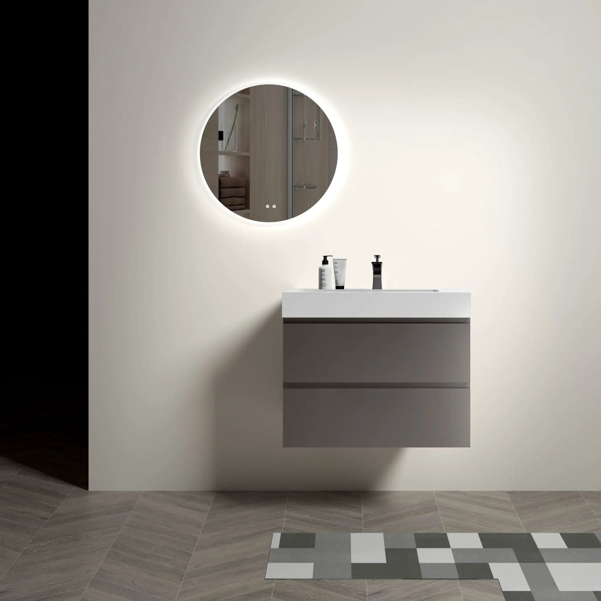 Alice - Bathroom Vanity With Sink, Large Storage Wall Mounted Floating Bathroom Vanity For Modern Bathroom, One-Piece Sink Basin Without Drain And Faucet by HouseOfZazla