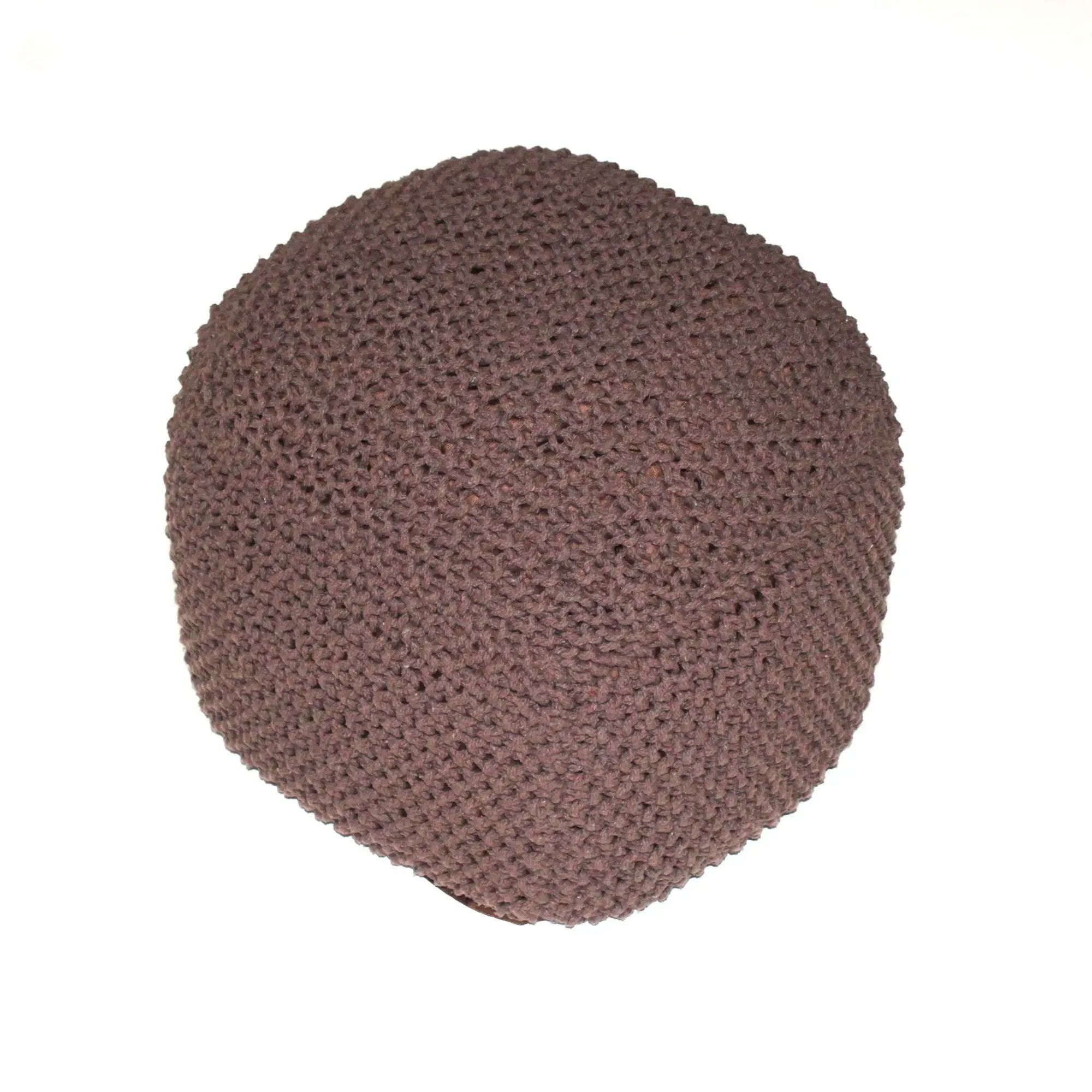 Semi Rounded Pouf, Cable Knitted, Perfect Seating by Unique Piece Furniture