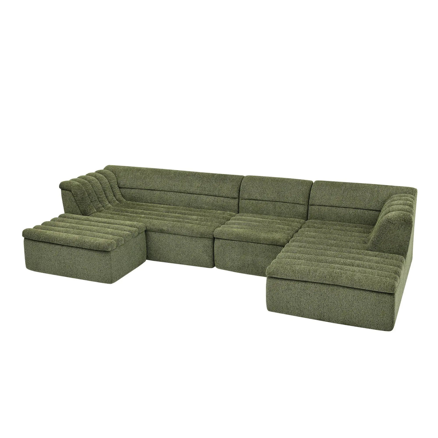 U-Shaped Modular Sectional Sofa With Chaise And Movable Ottoman With Wave-Shaped Armrest by HouseOfZazla