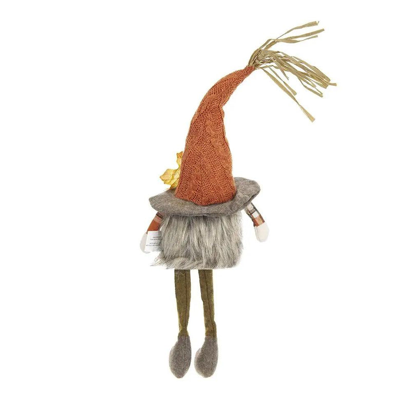 Sitting Gnome With Maple Leaf On Hat, For Holiday Harvest Festival Fall Festival & Thanksgiving Table Decorations (Set of 2) - Orange Multi by HouseOfZazla