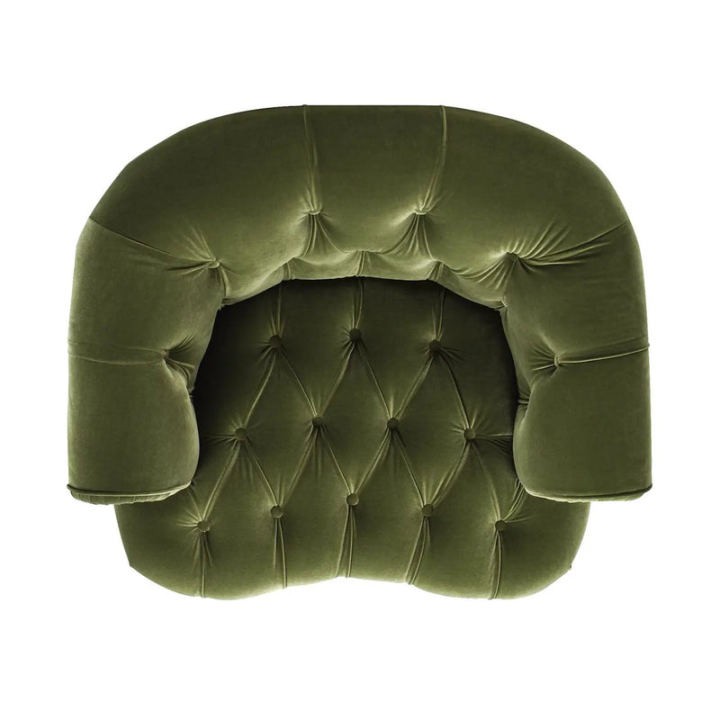 La Rosa Victorian Tufted Upholstered Accent Chair, Olive Green Performance Velvet by HouseOfZazla