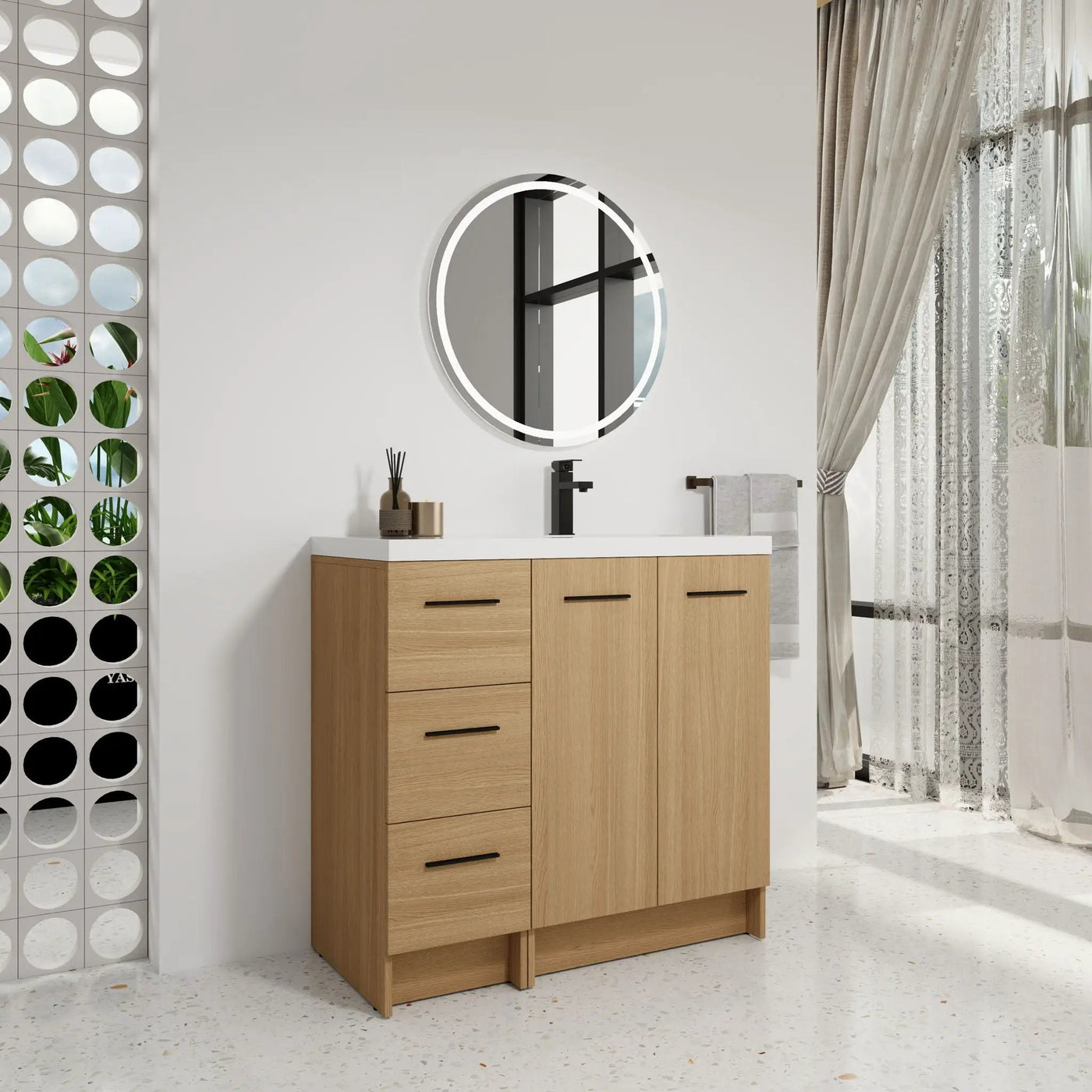 Wall Mounted Floating Bathroom Vanity With Sink, Door & Drawers Modular Cabinet by Unique Piece Furniture