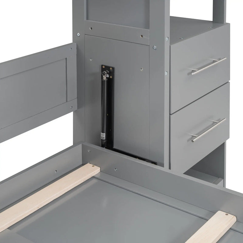 Murphy Wall Bed With LED Lights, Shelves And Drawers