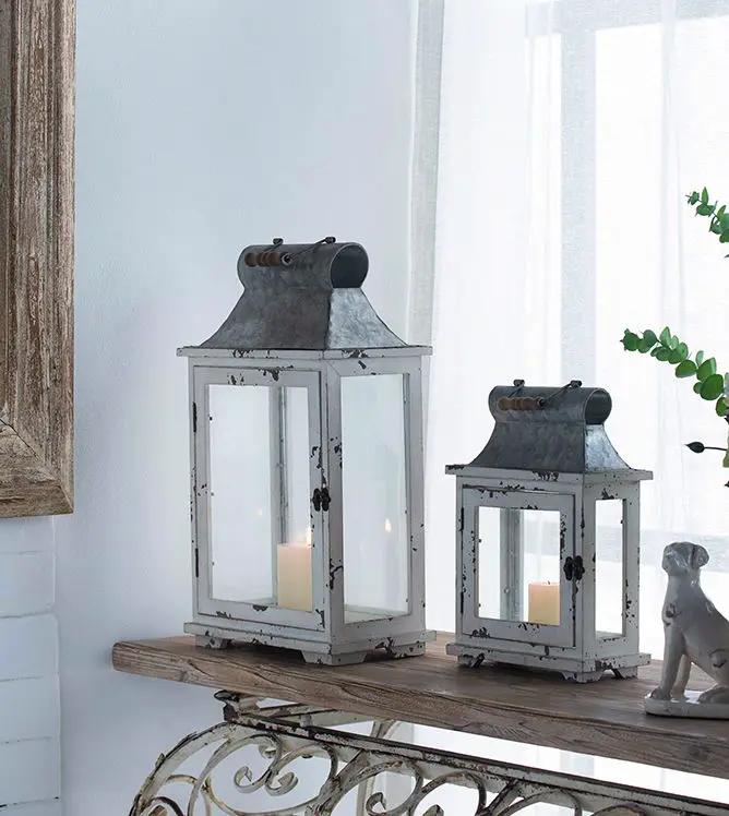 Wooden Candle Lantern Decorative, Hurricane Lantern Holder Decor For Indoor Outdoor, Home Garden Wedding - White by Unique Piece Furniture