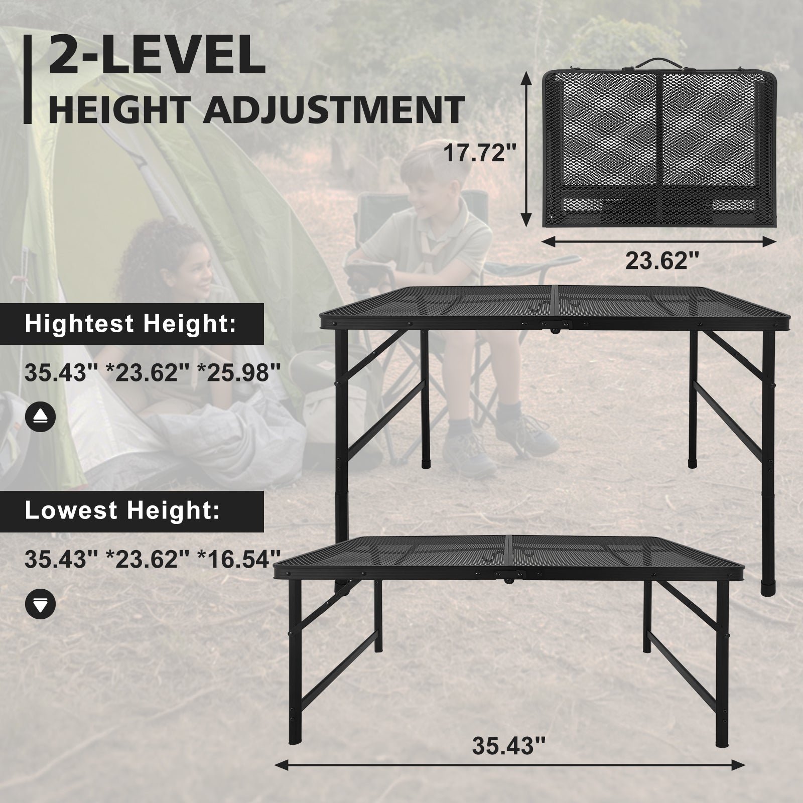 3FT Camping Table with Mesh Desktop, Lightweight & Portable Small Folding Grill Table by HouseOfZazla