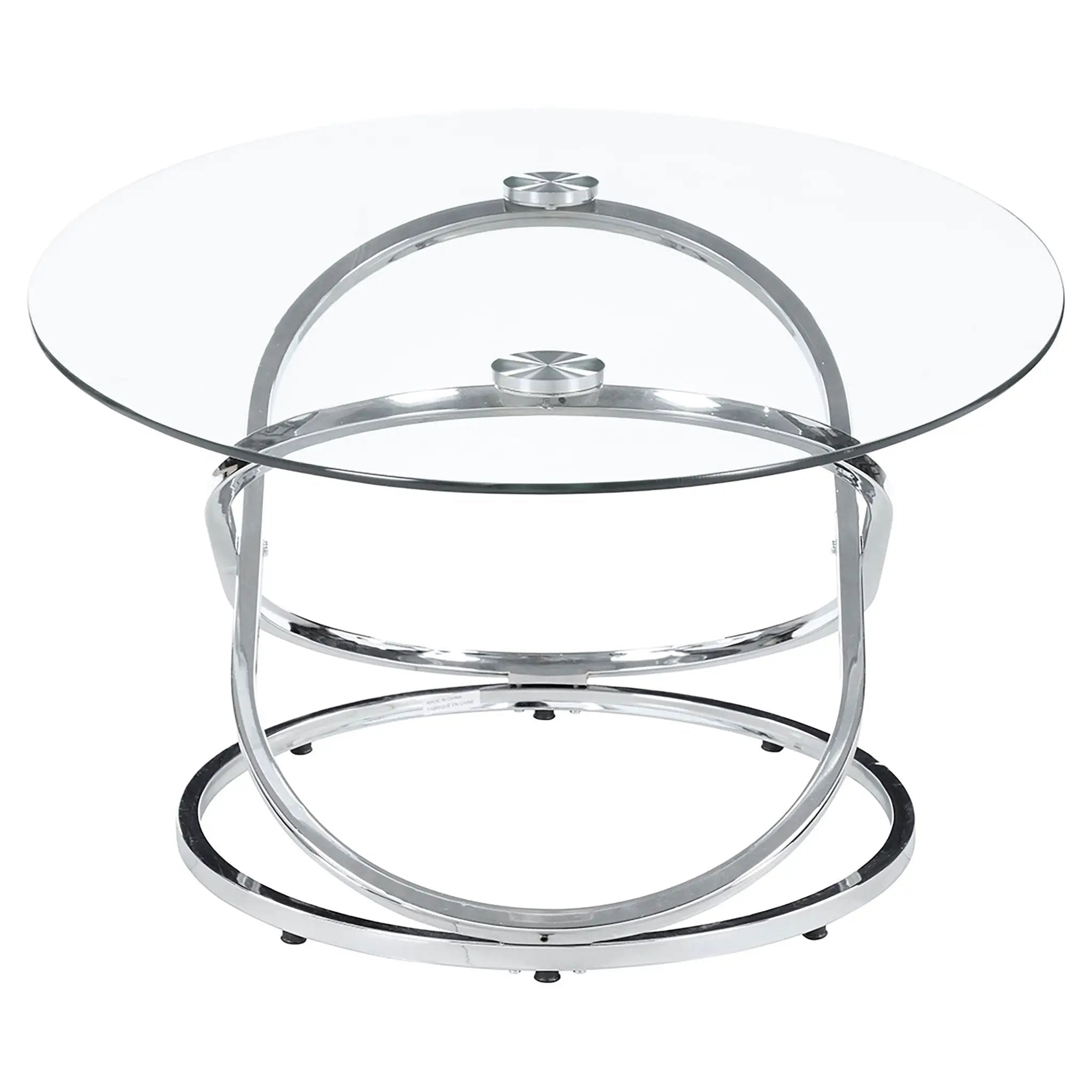 Warren 3-piece Oval Glass Top Coffee Table Set Chrome by Unique Piece Furniture