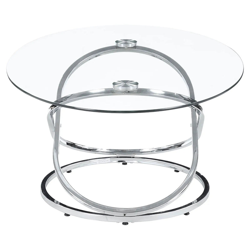 Warren 3-piece Oval Glass Top Coffee Table Set Chrome by Unique Piece Furniture