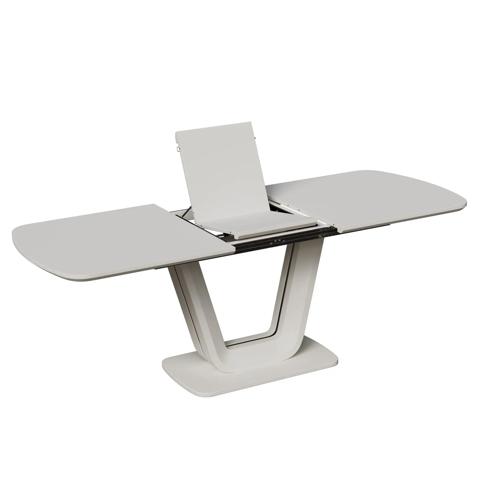 Modern Industrial Style Expandable Dining Table With U Shaped Legs - Antique Gray White