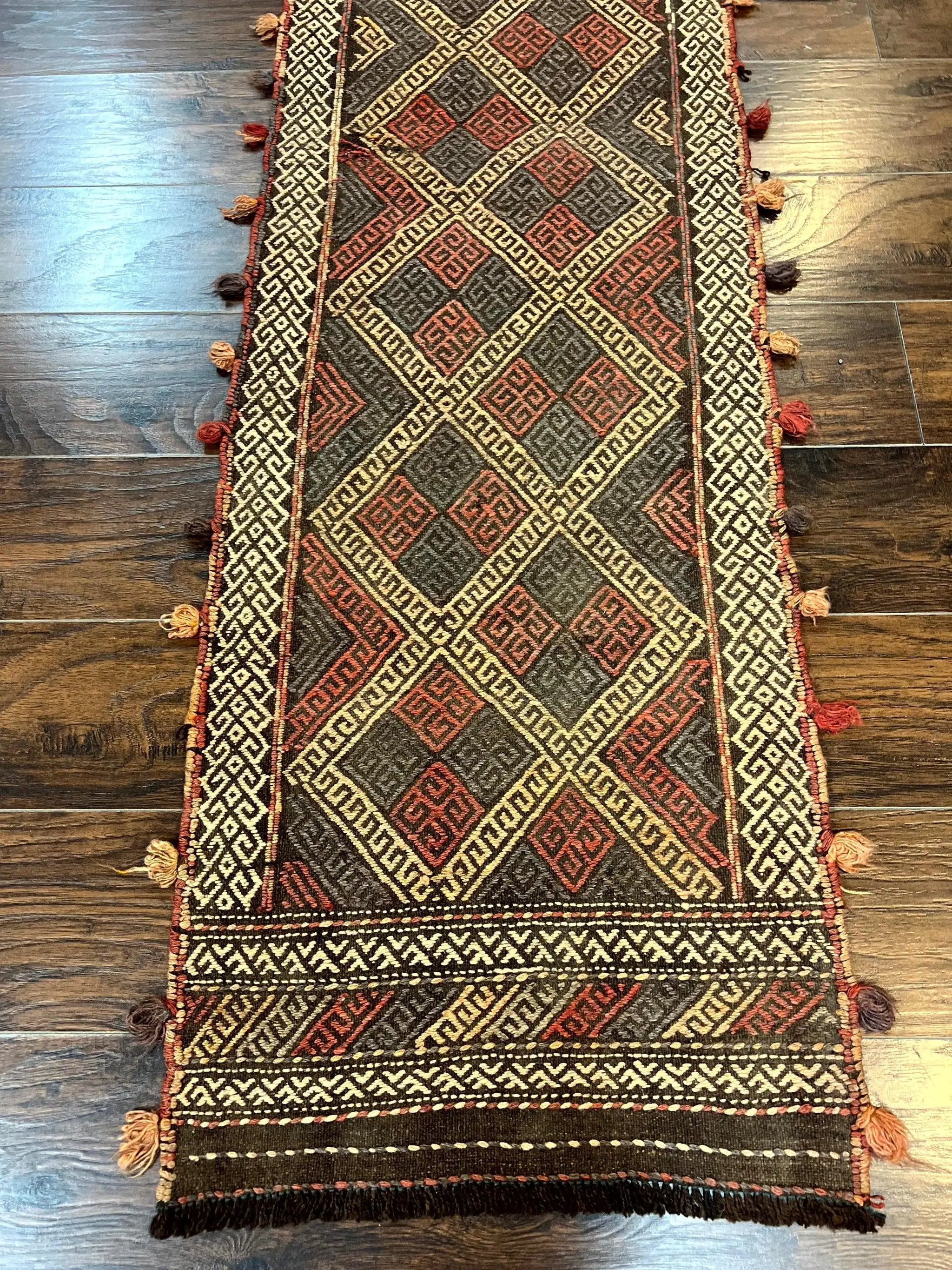 Tribal Runner Rug 2x8, Pakistani Turkoman Runner, Wool Handmade Vintage Rug by Jewel Rugs