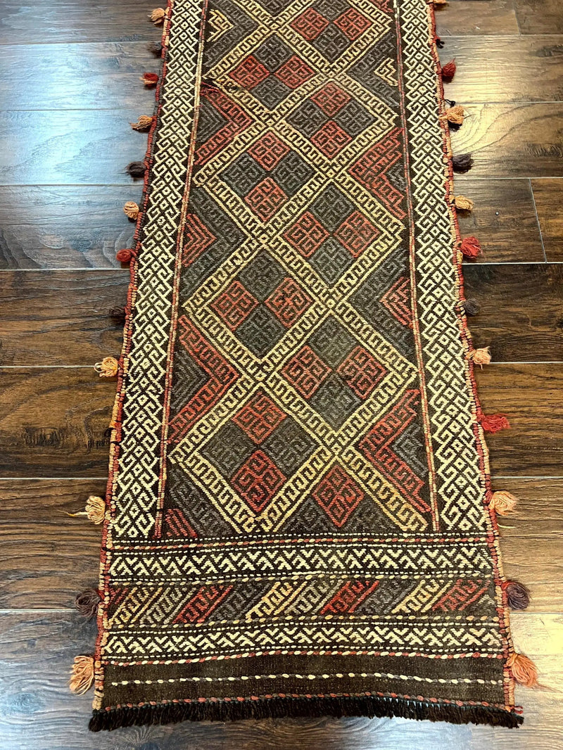 Tribal Runner Rug 2x8, Pakistani Turkoman Runner, Wool Handmade Vintage Rug by Jewel Rugs