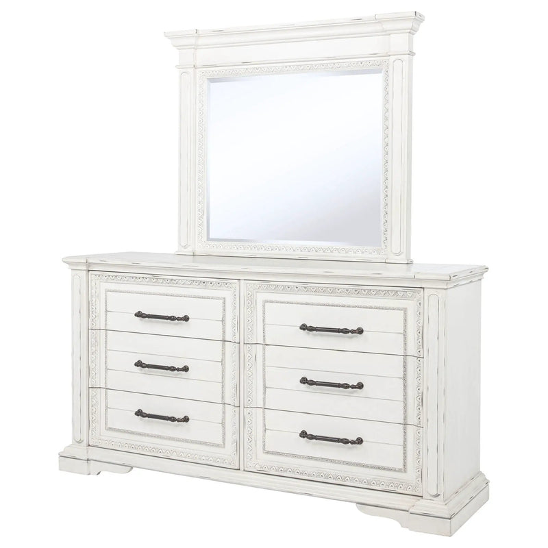 McKinney 6-drawer Bedroom Dresser with Mirror Vintage White by Unique Piece Furniture