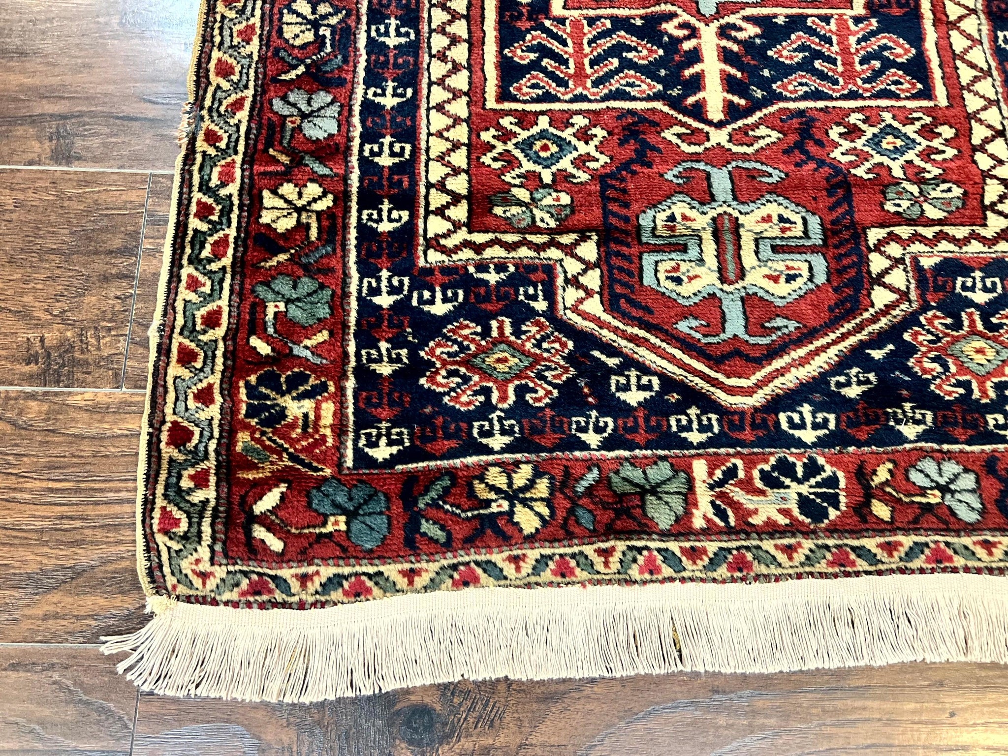 Antique Turkish Sparta Rug 3x4, Geometric Caucasian Pattern, Vintage Handmade Tribal Wool Carpet by Jewel Rugs