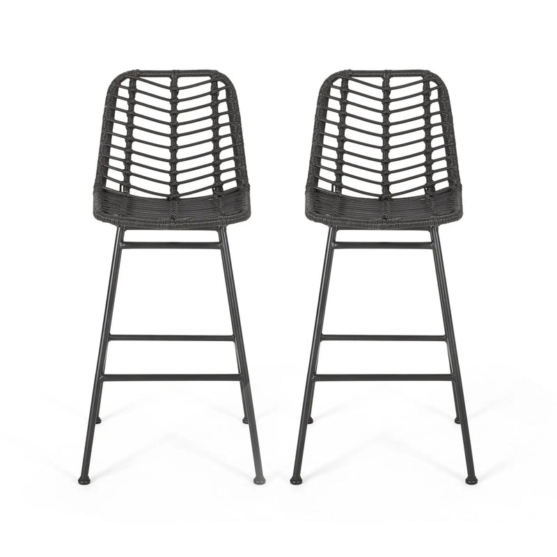 Sawtelle Outdoor Wicker Barstools (Set of 2) by HouseOfZazla