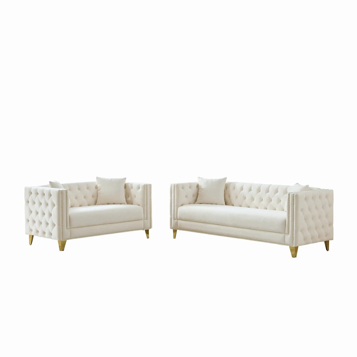 Deep Seat Sofa With Button Nailhead, Square Arm Couches by HouseOfZazla
