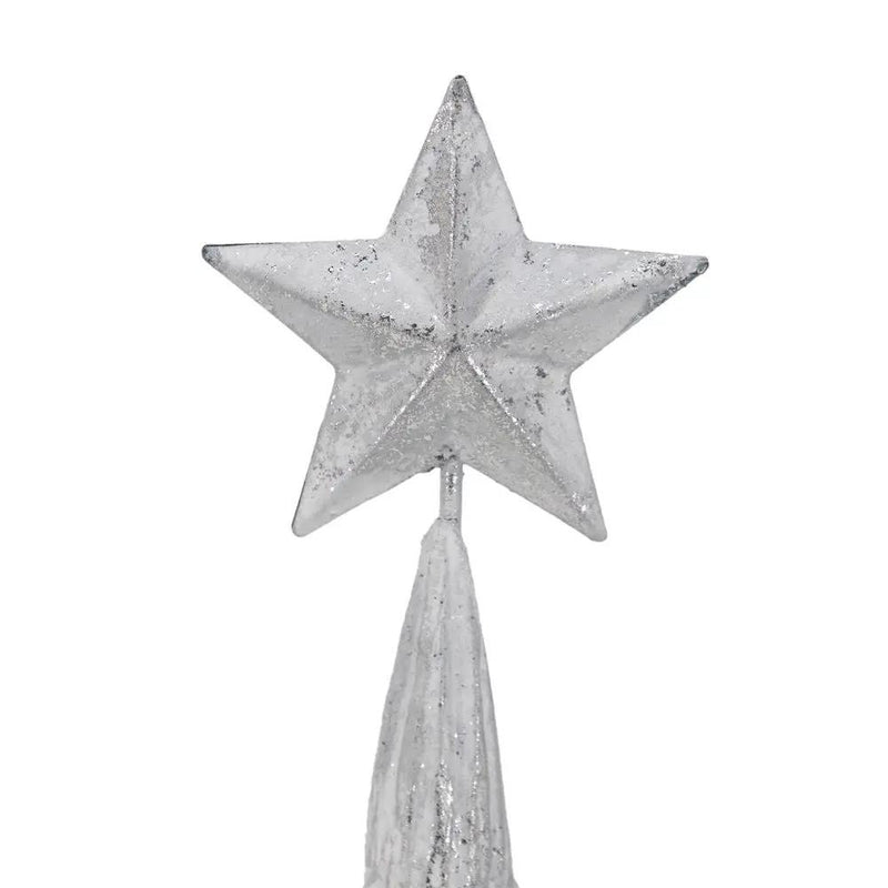 Resin / Foil Christmas Tree With Star Top (Set of 3) - White / Silver by Unique Piece Furniture