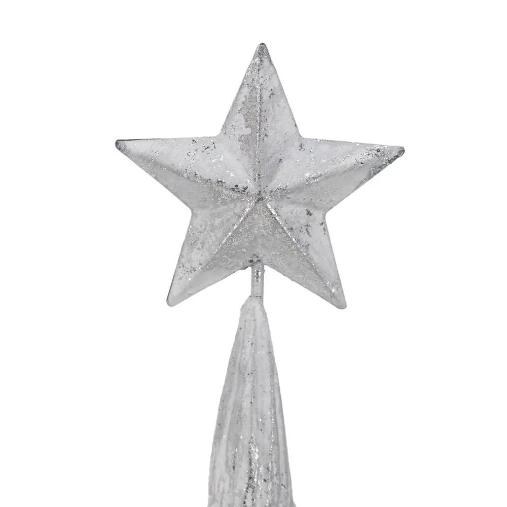 Resin / Foil Christmas Tree With Star Top (Set of 3) - White / Silver by HouseOfZazla