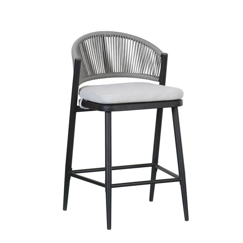 Outdoor 26" Counter Height Metal Frame Counter Stools With Scallop Shaped Backrest & Water Resistant Cushions by HouseOfZazla